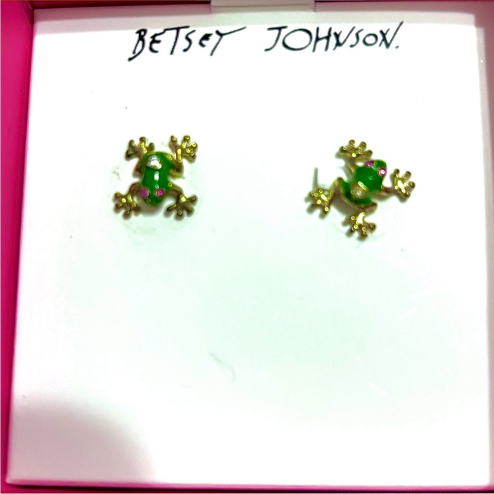 New in box Betsy Johnson Frog Post Earrings